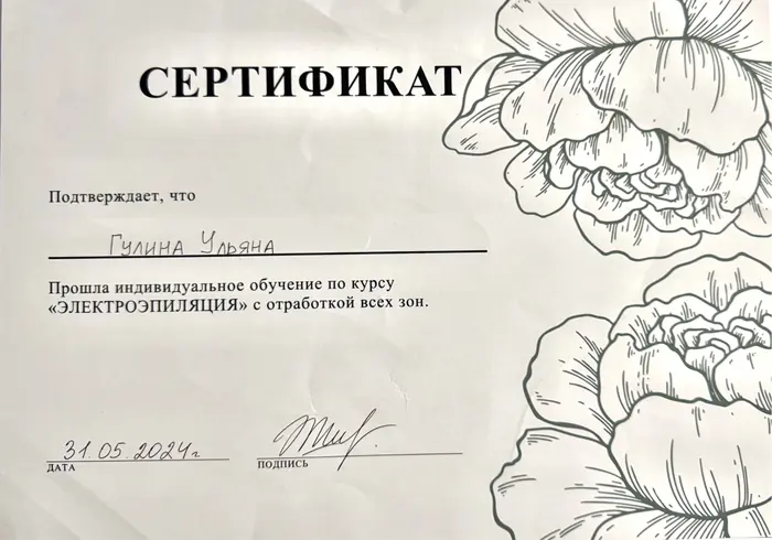 Электроэпиляция, 2024 — Гулина У. И.